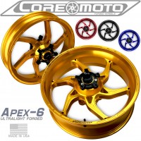 Core Moto APEX-6 Forged Aluminum Wheels for the Aprilia RSV4 and Tuono V4 (2009-2012) Core Moto APEX-6 Forged Aluminum Wheels for the Aprilia RSV4 and Tuono V4 (2009-2012)